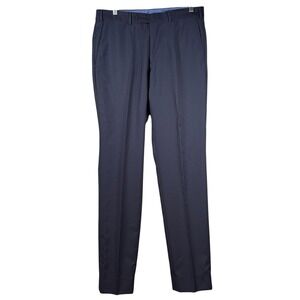 Massimo Dutti Dress Pants Mens 31x34 Navy Blue Super 120s Wool Italian Pleat